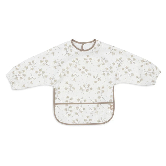 Bavoir à manches longues imperméable Jollein motif Leafy Dreams – bavoir bébé avec manches et poche ramasse-miettes