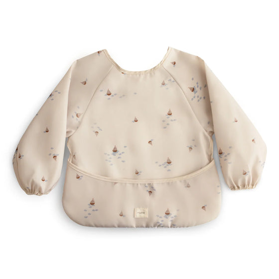 Bavoir à manches longues imperméable Boats Mushie – Repas bébé sans salissures