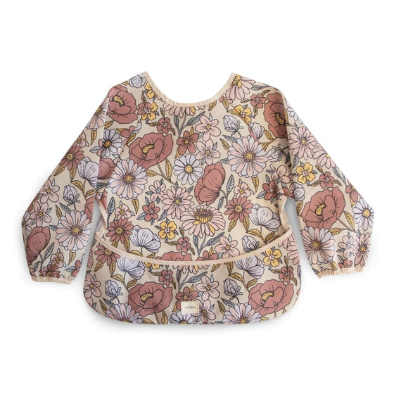 Bavoir à manches longues imperméable Rétro Flowers Mushie – Repas bébé sans salissures