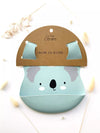 Bavoir silicone bleu ciel motif koala avec poche pour bébé Les Petits Citrons.