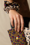 Chouchou Manju léopard Fire en coton, accessoire cheveux enfant et adulte, motif léopard coloré