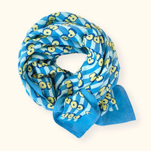  Foulard en coton bleu imprimé pop corn jaune – Apaches Collections