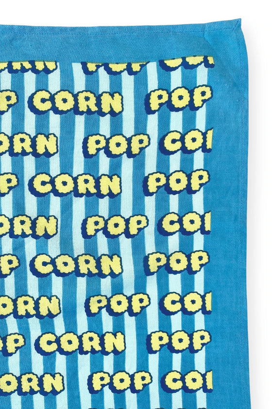 Foulard en coton bleu imprimé pop corn jaune – Apaches Collections