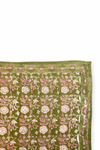 Foulard Latika Soleil Tilleul Apaches Collections – grand carré en coton à imprimé floral vert et rose