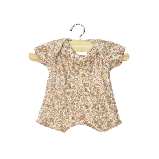 Body shorty en maille côtelée à fleurs cacao pour poupées Babies – Minikane