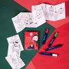 Boîte Super Petit Noël avec 4 feutres effaçables pour vitres et miroirs et 24 dessins à colorier