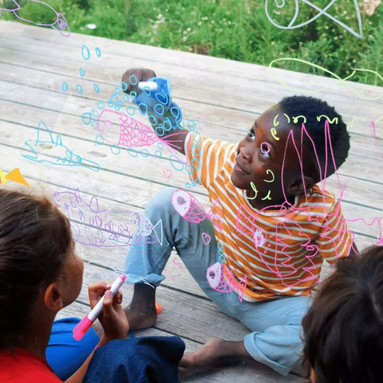 Boîte de 5 crayons de cire lavables Super Petit pour vitres, bain et papier