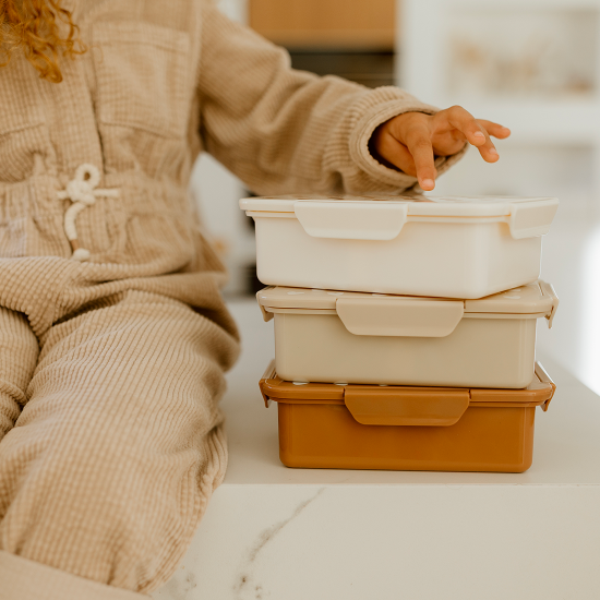 Boîte à goûter enfant crème à motifs cœurs Atelier Wagram