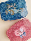 Boîte à lunch enfant rose pailletée avec motif licorne Konges Sløjd