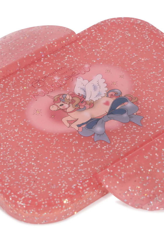 Boîte à lunch enfant rose pailletée avec motif licorne Konges Sløjd