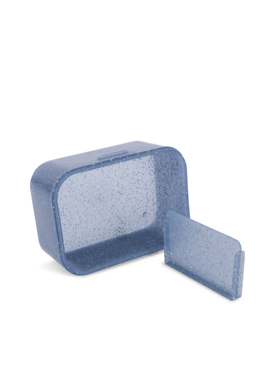 Boîte à lunch enfant bleue à paillettes motif voiture de course Konges Sløjd