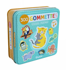  Boîte métal Auzou 300 gommettes Bébés animaux – stickers repositionnables dès 18 mois