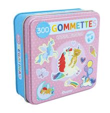  Boîte métal Auzou 300 gommettes Licornes – stickers repositionnables pour enfants dès 18 mois