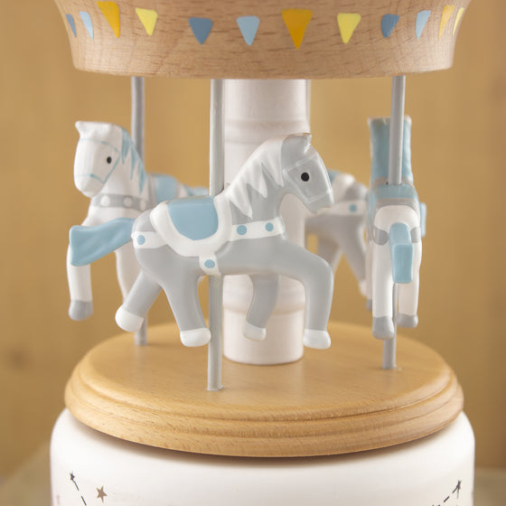 Boîte à musique carrousel bois naturel Ulysse