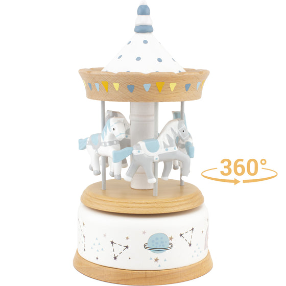 Boîte à musique carrousel bois naturel Ulysse