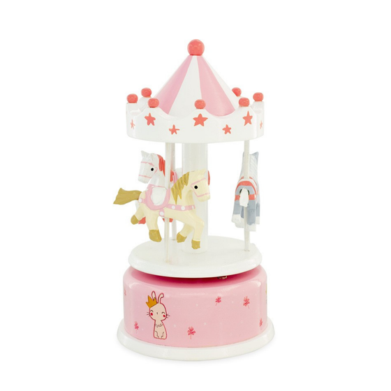 Boîte à musique carrousel rose Ulysse