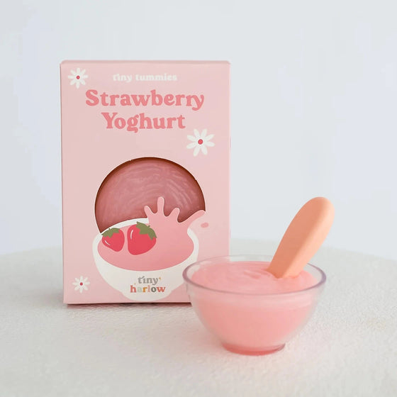 Bol magique yaourt fraise Tiny Harlow avec cuillère – jouet d’imitation pour poupée