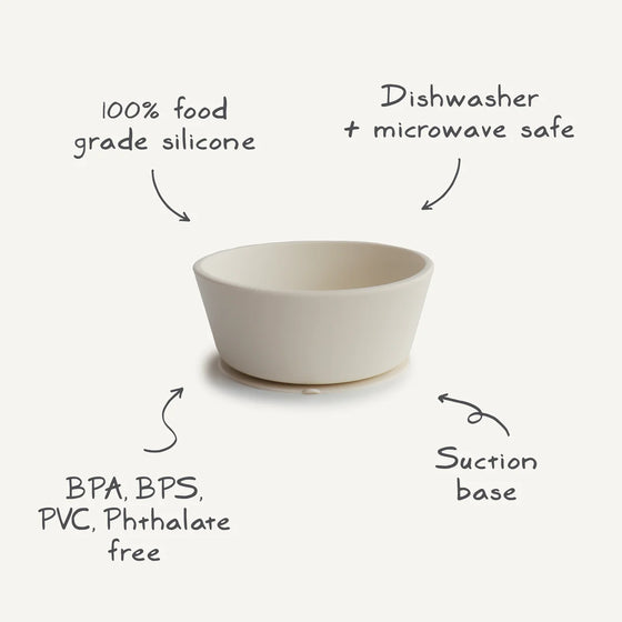 Bol ventouse en silicone Ivory Mushie - repas bébé antidérapant
