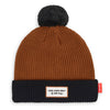 Bonnet enfant Hello Hossy Color Block Blacky marron et noir avec pompon
