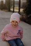 Bonnet enfant et papa, modèle Pop, coloris Powder Pink, marque Hello Hossy.