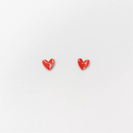 Boucles d’oreilles cœur rouge en porcelaine La Petite Épicerie – Bijoux fantaisie enfant et adulte