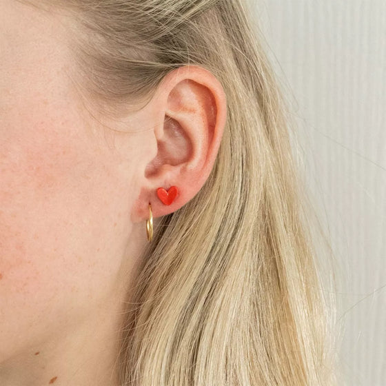 Boucles d’oreilles cœur rouge en porcelaine La Petite Épicerie – Bijoux fantaisie enfant et adulte