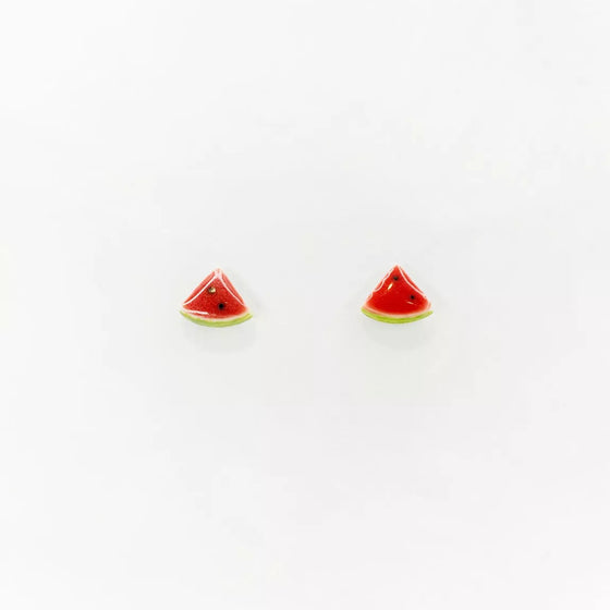 Boucles d’oreilles pastèque en porcelaine La Petite Épicerie – Bijoux fantaisie enfant et adulte