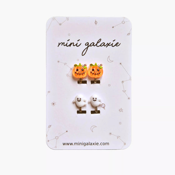 Boucles d’oreilles clip enfant Halloween citrouilles et fantômes Mini Galaxie