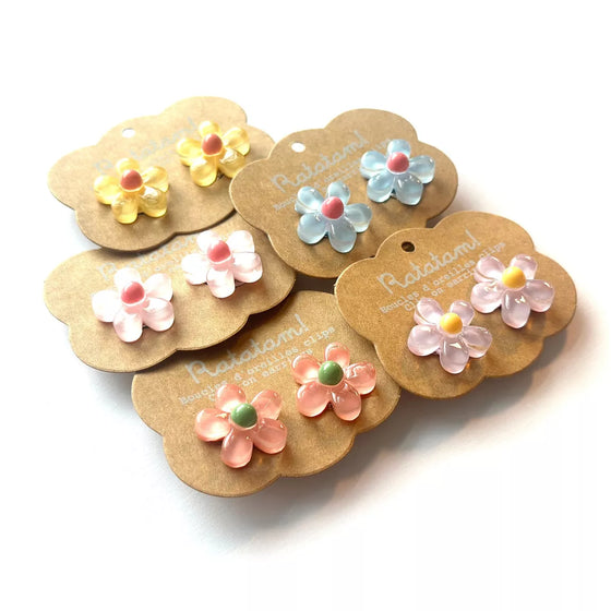 Boucles d’oreilles fleurs à clip pour enfants – Bijoux fantaisie Ratatam chez Ma Biche
