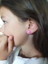 Boucles oreilles clips enfant cœurs roses glaces cerises Mini Galaxie
