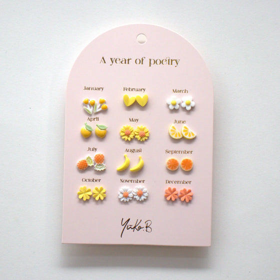 Boucles d'oreilles "Un an de poésie" Jaune Yuko B.