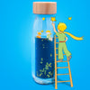 Bouteille sensorielle Le Petit Prince Petit Boum – jouet d’éveil liquide avec paillettes et figurines pour bébé