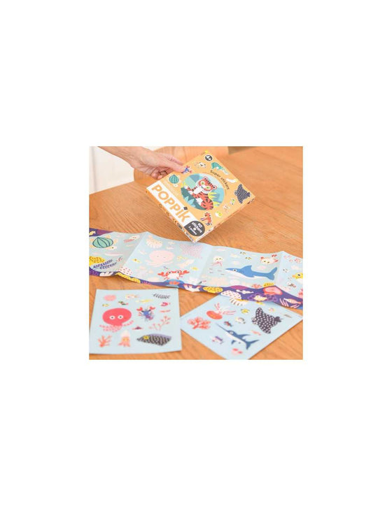 Boîte Poppik 90 stickers "Animaux Sauvages" avec 3 posters pour enfants