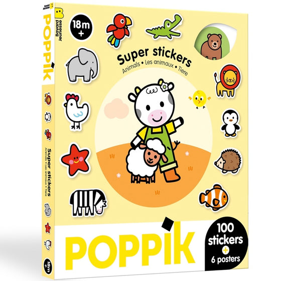 Box de 100 stickers, Les animaux, dès 18 mois, Poppik.