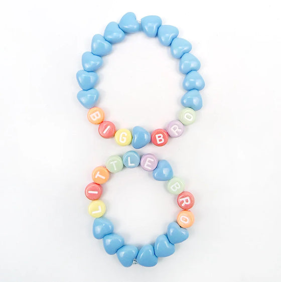 Bracelet BIG BRO en perles multicolores avec cœurs bleus – cadeau pour grand frère