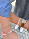 Bracelet enfant Best Sister avec perles cœur rose candy et nœud en jean – GAGA