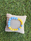 Bracelet enfant Fils à Maman avec cœurs bleu pastel et perles jaunes – GAGA