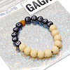 Bracelet enfant Grand frère GAGA perles beige mat et noires