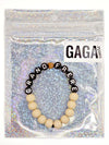 Bracelet enfant Grand frère GAGA perles beige mat et noires