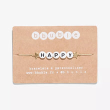  Bracelet enfant Bbuble avec perles "HAPPY" et étoiles dorées – carte kraft