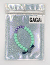 Bracelet enfant GAGA Kids Sister en perles lavande et cœurs vert pastel