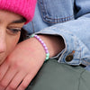 Bracelet enfant GAGA Kids Sister en perles lavande et cœurs vert pastel