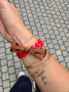 Bracelet Maman – perles cœur rouge et nœud léopard – Gaga