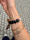 Bracelet Maman – perles cœur noir et nœud léopard – Gaga