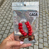 Bracelet MAMA GAGA maxi cœurs noirs ou rouges avec nœud léopard