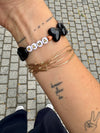 Bracelet MAMA GAGA maxi cœurs noirs ou rouges avec nœud léopard