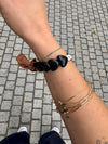 Bracelet MAMA GAGA maxi cœurs noirs ou rouges avec nœud léopard