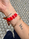 Bracelet Maman – perles cœur rouge et nœud léopard – Gaga
