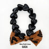 Bracelet GAGA maxi cœurs écru, noir ou rouge avec nœud léopard