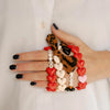 Bracelet GAGA maxi cœurs écru, noir ou rouge avec nœud léopard